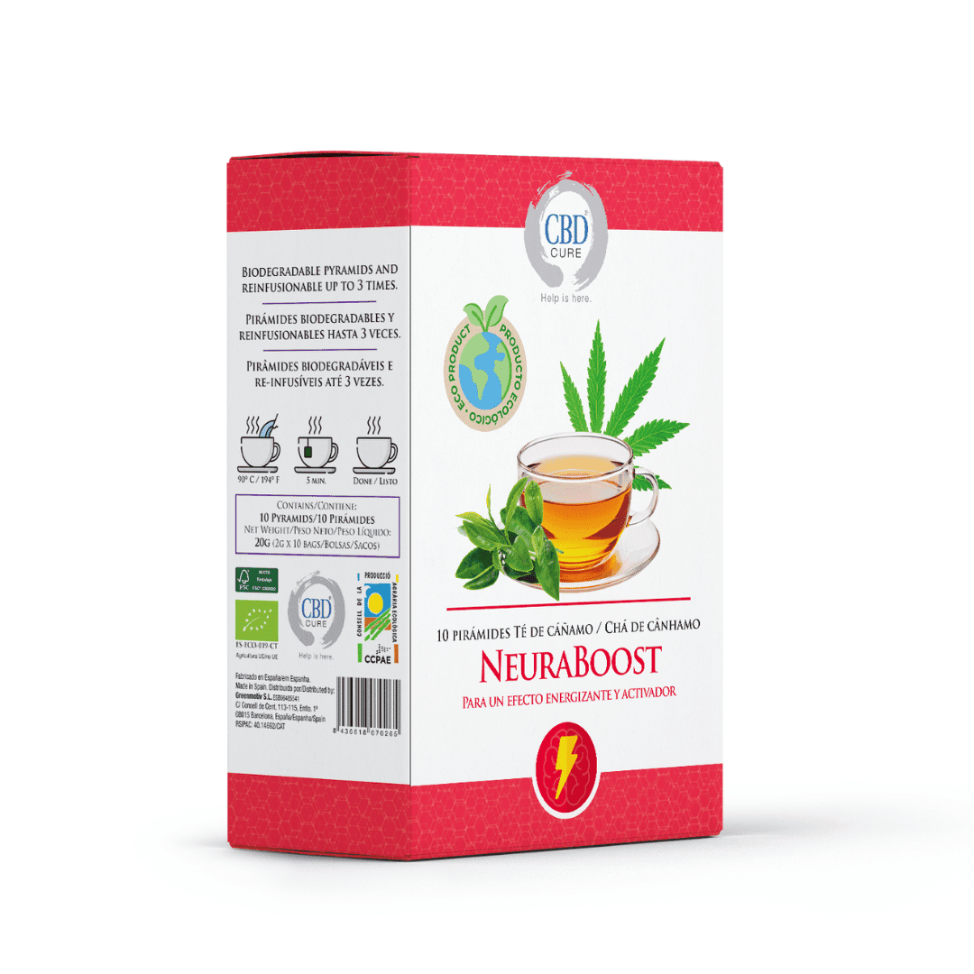 NeuraBoost · Infusión ecológica de cannabis CBD Cure · Energética y activadora